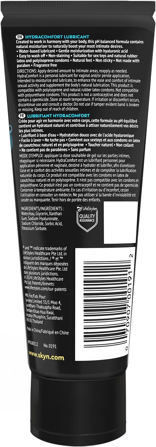 SKYN HydrAcomfort Premium Water-Based Lubricant with Hyaluronic Acid – 4 oz– Long-Lasting Moisturizing Formula, Non-Sticky & Easy Wash-Off – Universal Condom & Toy Compatible Lube