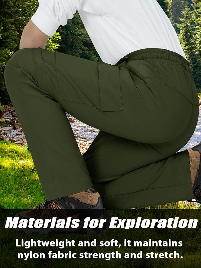 Boys Convertible Hiking Pants Kids Zip Off Scout Pants Youth Teen Boy Quick Dry Outdoor Fishing Waterproof Lightweight 4-18Y