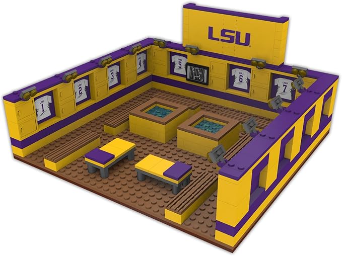 Pro-Lion LSU Tigers Big Locker Room Building Kits - 437 Pieces & Printed Decal Graphics | 3D Bricks Puzzle | Fighting Tigers Football Gifts for Boys, Men & Kids Aged 5+ | Games for Creative Fans