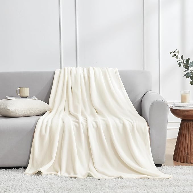 Hansleep King Beige Fleece Blanket, Soft Flannel Bed Blanket | Fuzzy Cozy Blanket 90x108 Inches, Multi-use for Bed, Sofa, Couch, Travel, Camping, All Season Warm Lightweight Cover