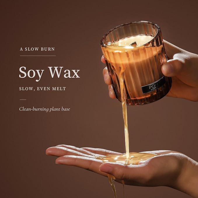 Amber Sandalwood Scented Candle with Crackling Wood Wick, Hand Poured Soy Wax Candle, Long Lasting Aromatherapy Candle for Home, Gifts for Men, 5.29 Oz