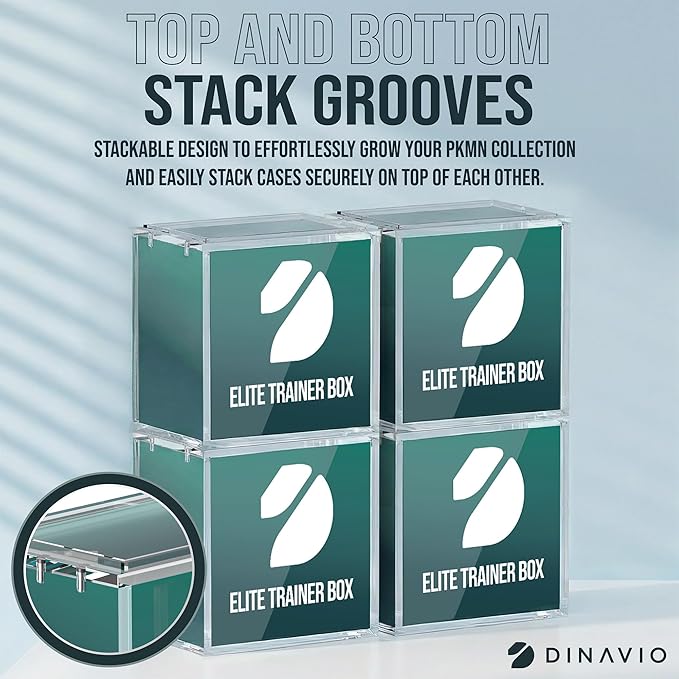 Dinavio Crafthouse Elite Trainer Box Acrylic Display Case Stackable - 8mm + 5mm Ultra Thick Acrylic with N52 Strong Magnets - ETB Case Protector - Compatible with Elite Trainer Boxes
