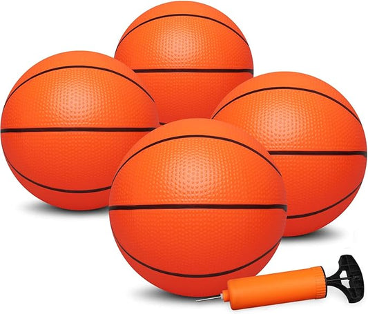 Dilabnba 8" Mini Rubber Replacement Basketballs for Basketball Hoop/Pool, Kids Toddler Soft Beach Bouncy Ball Sports Party Game, Junior Balls Indoor Outdoor Arcades Games, Lightweight (4PCS)