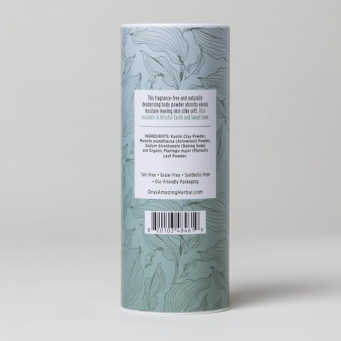 Fragrance Free Body Powder for Women and Men, Unscented Talc Free Talcum Powder, Cornstarch Free Dusting, Waxing, Natural Sugaring, Foot, Dry Shampoo, Made in USA, Ora’s Amazing Herbal, 2.5 oz 3 Pack