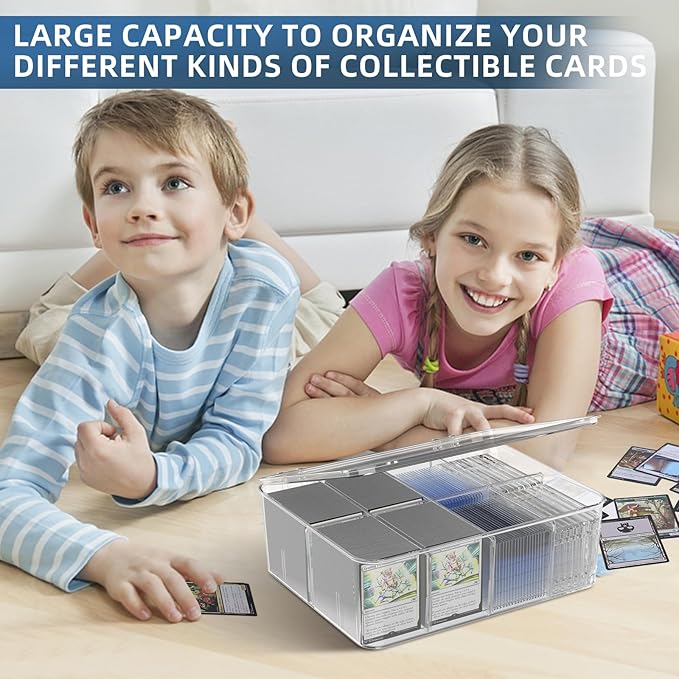 Transparent Trading Card Storage Box-Holds 2000+ Loose Cards-Plastic Card Deck Box for Baseball Cards/for Toploaders/for Graded Card/for MTG/for Magnetic Etc.