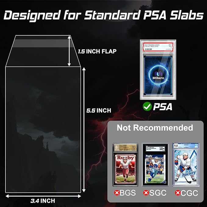 120 Pack Graded Card Sleeves, Precise Fit Slab Sleeves, Acid-Free Resealable Slab Protector Compatible with PSA Graded Slabs