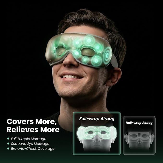 BOB AND BRAD Eye Massager with Heat and Cooling, FSA Eligible HSA Eligible, EyeOasis 3 Eye Massager for Migraine, Heated Eye Mask for Dry Eye Headache Relief Sleep Improve, Ideal Fathers Day Dad Gifts