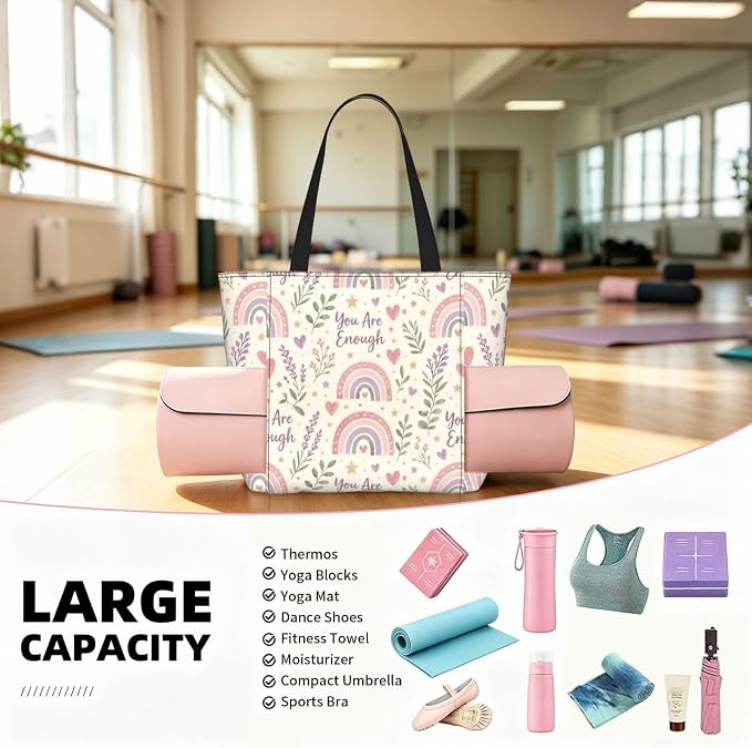 Christian Cross Jesus God Yoga Mat Bag for Women with Mats Bags Carrier Carryall Canvas Tote with Zipper Pocket, Polyester Gym Bag for Yoga Pilates Beach Travel Fitness Workout Gifts for Yoga Lovers