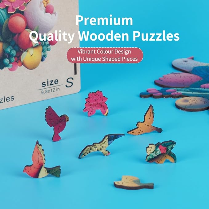 MEATRN Wooden Puzzles for Adults - Flowers & Birds Wooden Jigsaw Puzzles, 497 Pcs Laser-Cut Wood Puzzle Adults, Relaxing Mindful Puzzle Game, Unique Gift for Family and Friends, 14.6x17.7in