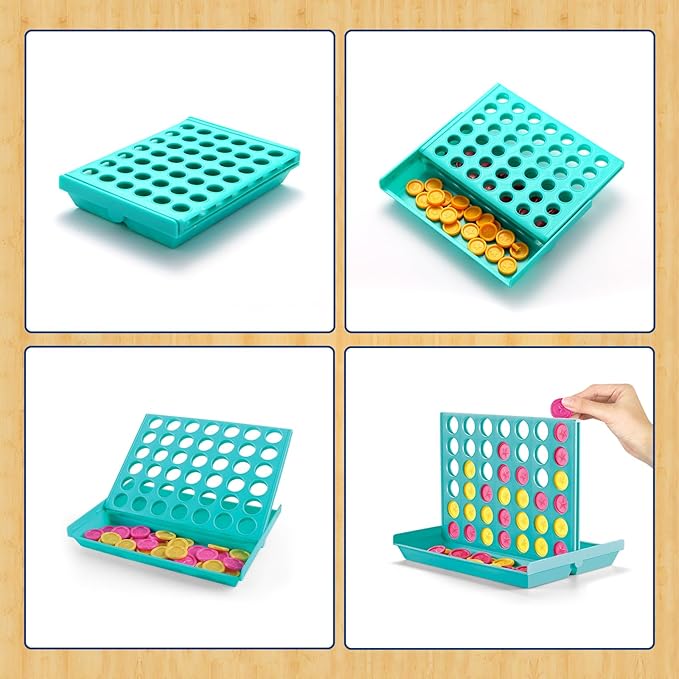 Pup Go Mini Pocket Sized 4 in a Row Board Game for Kids Ages 3+, Perfect Travel Sized Classic Games for Planes and Cars, Fun and Engaging Match Four Game for Children Ages 3 to 8 Years Old (Green)