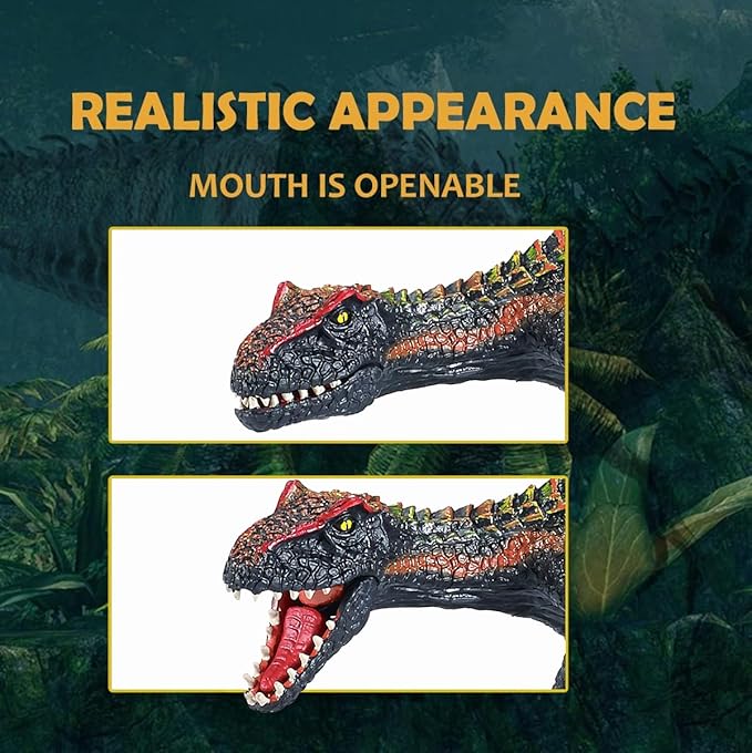 Large Realistic Tyrannosaurus Rex Toy, 15.7 inch and 11 inch T-REX Dinosaur Colletion, Kids' Play Dinosaur & Prehistoric Creature Figures with Moveable Jaw, Red, Ages 8+