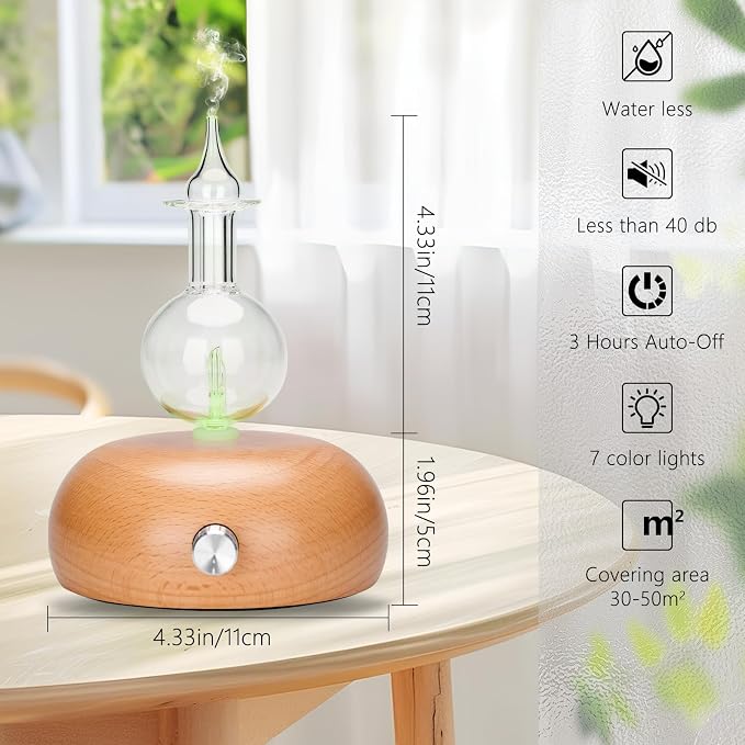Vintage Aromatherapy Essential Oil Diffuser, Professional 7 Color Pure Aromatherapy Wood Diffuser