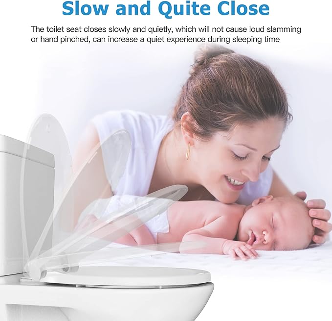2-Pack White Round Toilet Seats with Built-In Potty Training, Adult and Child Design with Soft Quiet Close, Non-Slip Features, and Magnetic Kids Seat, Easy Installation for Round/Oval Toilets