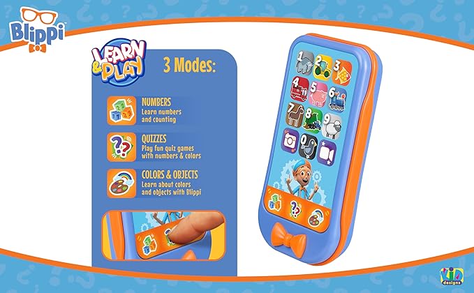 Blippi Toy Phone for Toddler with Built-in Preschool Learning Games, Educational Toys for Toddlers (Blippi)