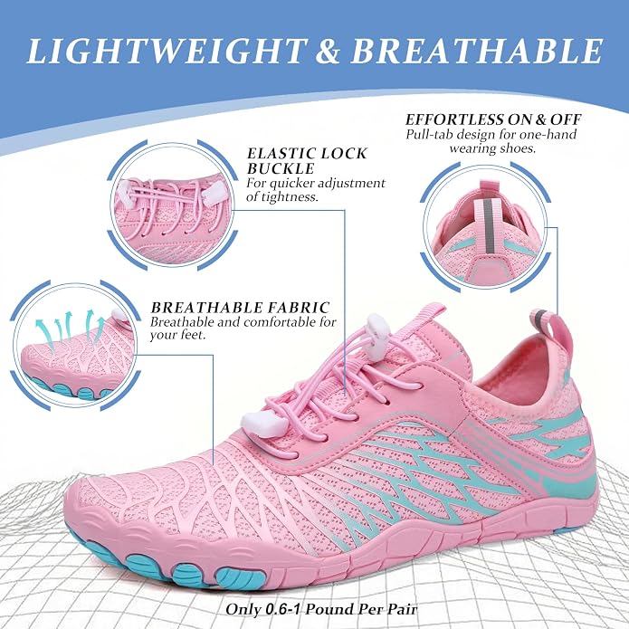 Barefoot Shoes for Women & Men, Grounded Walking Hiking Barefoot Shoes, Wide Toe Box Non-Slip Water Athletic Footwear, Comfortable Vitality Barefoot Footwear, Trail Running Sneakers Unisex