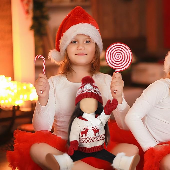 6 Pcs Christmas 18 Inch Doll Clothes and Accessories Winter Outfits Set Sweaters Trousers Hats Shoes for 18 Inch Doll Gift(White and Red,Deer)