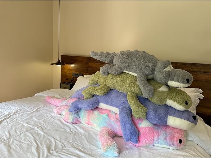 Hofun4U Alligator Plush Pillow, 38 inch Alligator Stuffed Animal, Home Decoration Christmas Valentine’s Birthday Gift for Boys Girls Adults Kids (Grey)