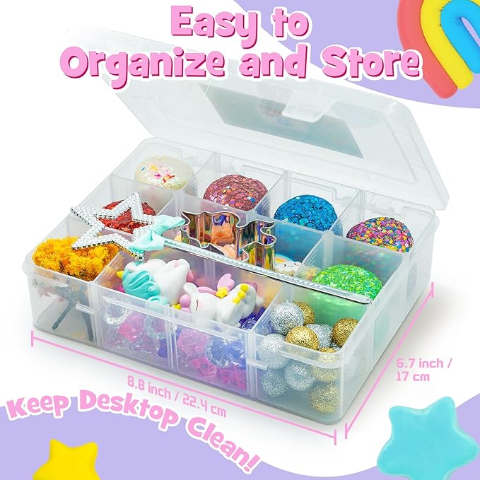 SIMPLIPLAY Unicorn Sensory Dough Kit, 6PCS 18oz Glitter Doughs with Accessories(120 Pcs+), Non-Toxic Colorful Sensory Dough for Girls Gift with Cutter, Unicorn Toys, Improve Fine Motor Skills