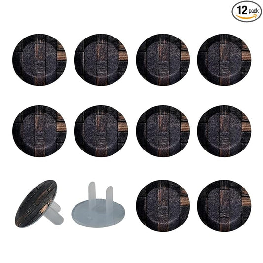 Dark Grey Wooden Outlet Covers Baby Proofing Child Proof Plug Covers for Electrical Outlets Easy Install Outlet Plug Covers