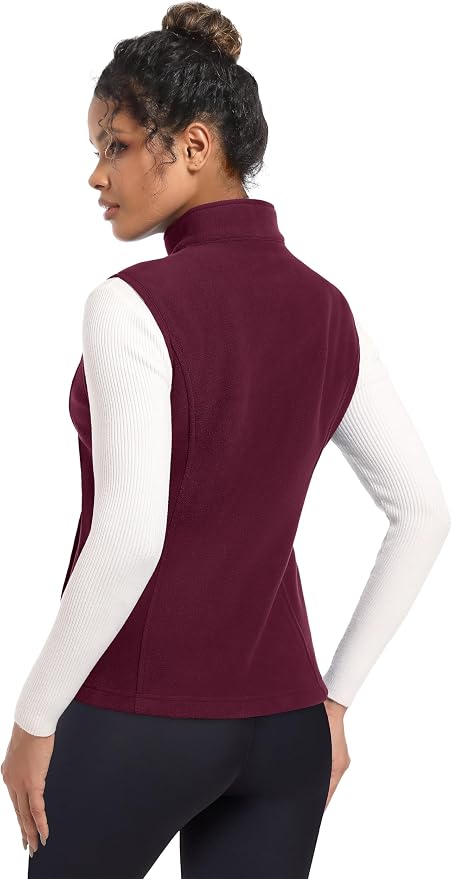MAGCOMSEN Women's Fleece Vest Outerwear Sleeveless Lightweight Zip Jackets Warm Soft Vests with Zipper Pockets