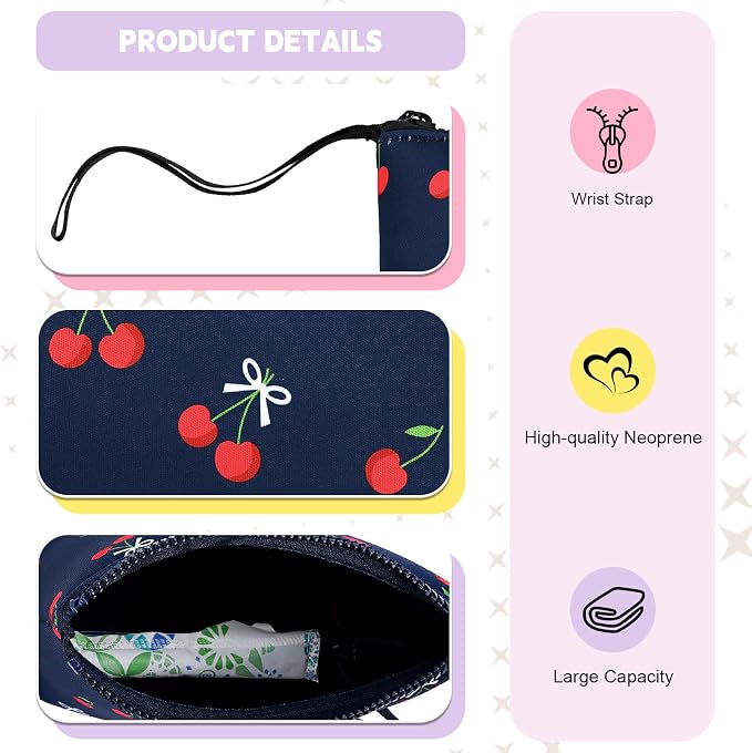 First Period Kit for Girls, Neoprene Cute Sanitary Napkin Storage Bag, Menstrual Pad Bag Tampon Holder for Purse, First Period Gifts for 9-12 (Leopard)