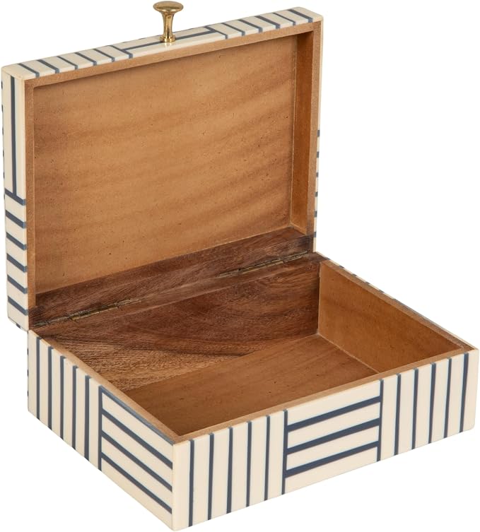 Bloomingville Midnight Blue & White Striped Resin Storage Box