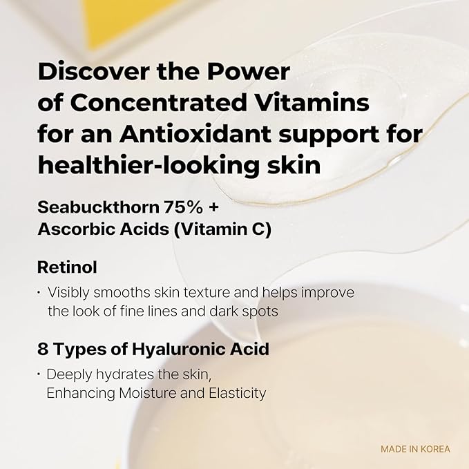 BACIEL - 75% Sea Buckthorn with Retinol under Eye Hydrogel mask for Dark circles, Wrinkle and puffy eyes - PRO VITATINOL COMPLEX
