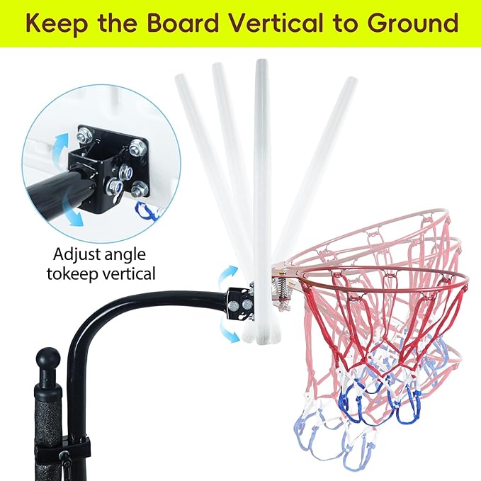 Trampoline Basketball Hoop with 2 Mini Basketball Easy to Install, Upgraded Basketball Hoop for Trampoline Dunk, Fit for Straight and Curved Pole,for Indoor and Outdoor Use