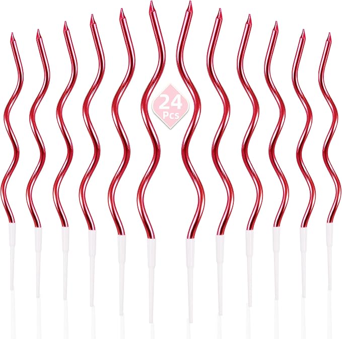 PHD CAKE 24-Count Red Spiral Long Thin Birthday Candles, Cake Candles, Birthday Parties, Wedding Decorations, Party Candles