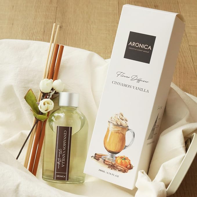 Aronica Cinnamon Scent Diffuser Kitchen, Office Decorations Cinnamon Vanilla Scent Flower Reed Diffuser, Christmas Room Stick Scent, Work Cubicle Scent, Korean Kitchen Window Decor, Air Freshener