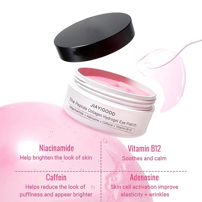 Protein Hydrogel Under Eye Patches, 60 Pairs - Hydrating & Firming Eye Gels for Dark Circles, Puffiness & Wrinkles, Infused with Collagen - Rejuvenating Eye Mask for Smooth, Refreshed Skin