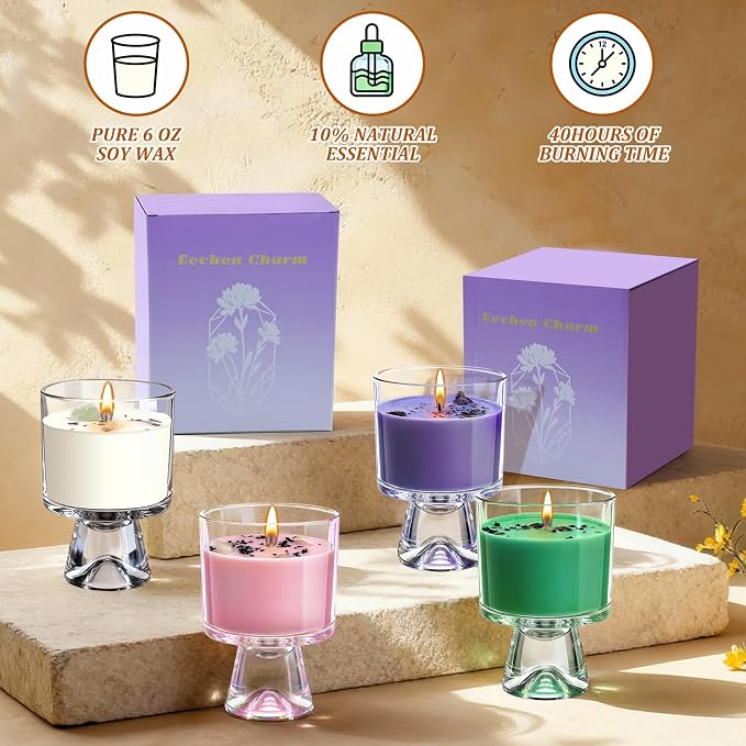 Gift for Mom, Natural Soy Candle, 48-Hour Long Burning Aromatherapy for Bedroom Bathroom Living Room Spa, Women Gifts Birthday Valentine House Warming Bridesmaid Gift (Bluebell Scented)