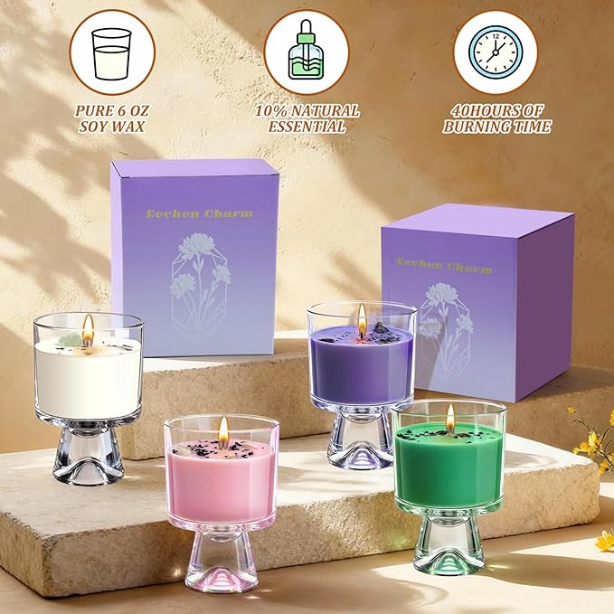 Graduation Gift for Women – Natural Soy Candle, 48-Hour Long Burning Aromatherapy with Rose & Healing Crystals, Gift for Mom, Bridesmaid, Birthday, Valentine, Housewarming (Rose Scented)