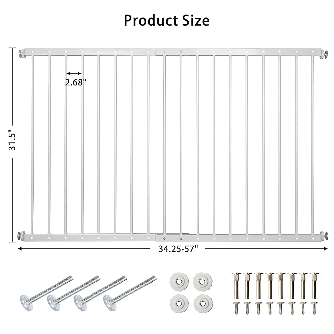 Window Guards for Children, Fit 63"-86.2" Wide Window Security Bar, 29.92inch High White Window Bars Security Inside, Child Safety Window Guard (3 Piece)
