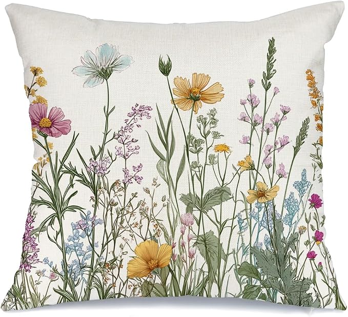 AACORS Spring Pillow Cover 16x16 Inch Flower Decoration Pillow Case Seasonal Decor for Home Sofa Couch