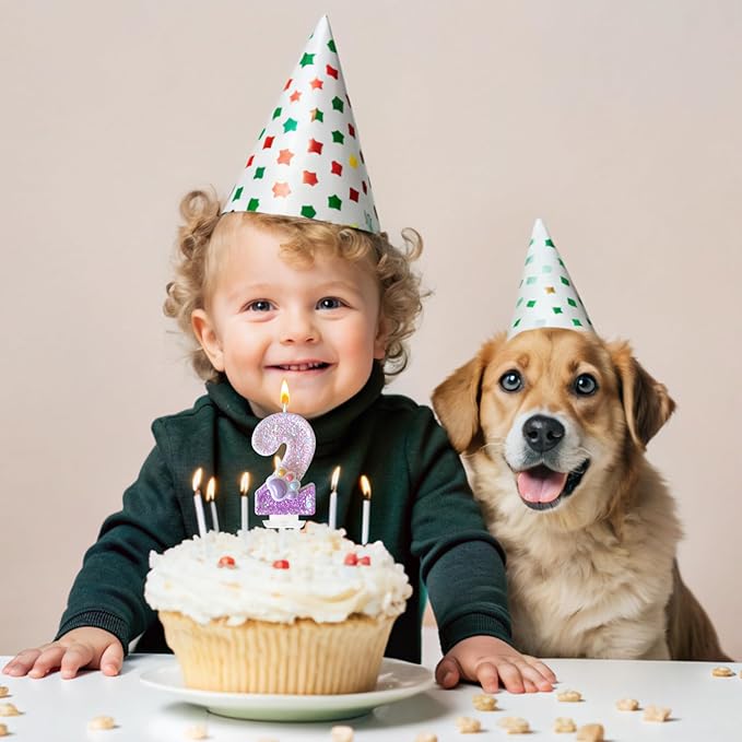 Pink Cat and Dog Paw Birthday Number Candles, Cupcake Decorations, Dog Theme Candles, Suitable for Party Celebrations, Birthday Decoration Supplies (Number 2)