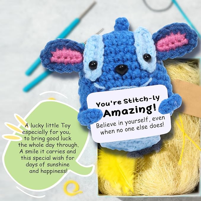 AICase for Stit-h Stuff Valentines Days Inspirational Crochet Positive Stit-h Kawaii Handmade Emotional Support Nuggets Cheer Funny Crochet Animals Gifts for Women Girls Coworker Birthday