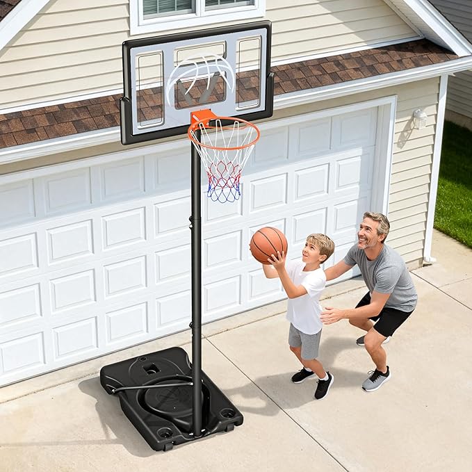 Yohood Basketball Hoop Outdoor 10ft Adjustable, Portable Basketball Hoop Goal System for Kids Youth and Adults in Backyard/Driveway/Indoor, 44 Inch Shatterproof Backboard and Larger Base