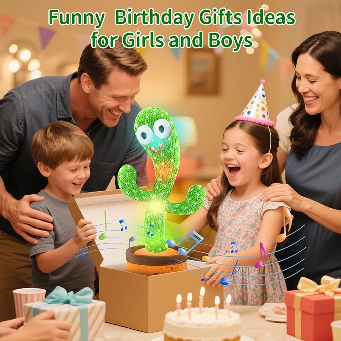 Dancing Talking Cactus Toy,Silly Baby Stocking Stuffers for Kids,Interactive LED Repeat Record Singing Wriggle Mimicking Girls Boys Toddler Toys,2025 Top Christmas Unique Gifts 120 Song Green