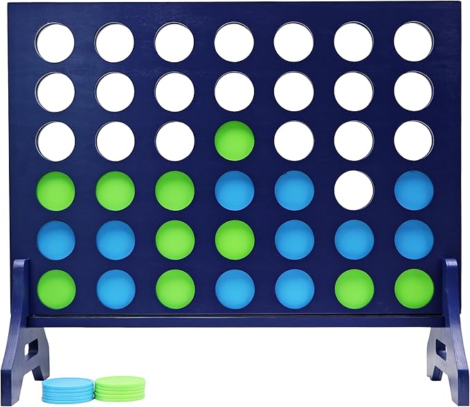 Tailgating Pros Premium Navy Giant Four in a Row with Carrying Case - Jumbo Oversized Outdoor Yard Game - Connect Multiple Pucks in a Row to Win - Many Puck Colors Available!
