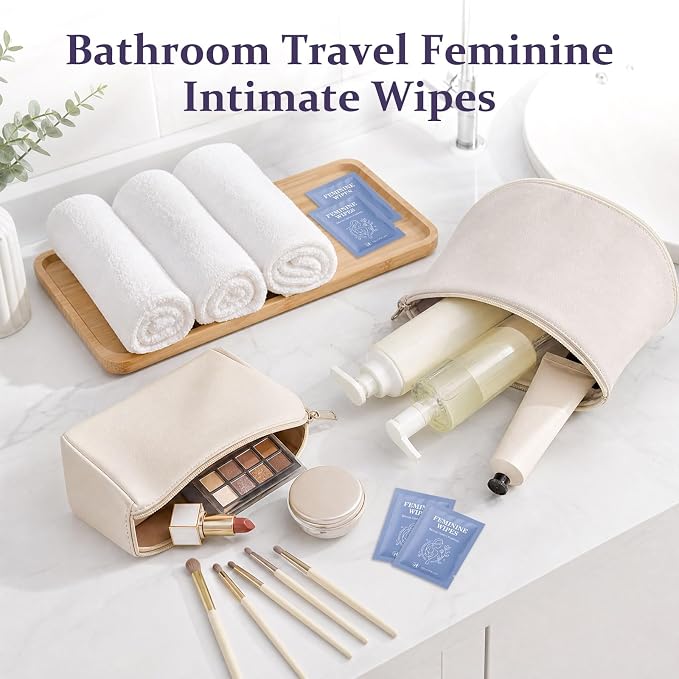 Feminine Wet Wipes Bulk, Individually Wrapped Period Intimate Wipe 200 Pack | Travel Size Personal Hygiene Female Private Parts Cleansing Wipe Butt for Women Girls Daily Travel Bathroom Essential