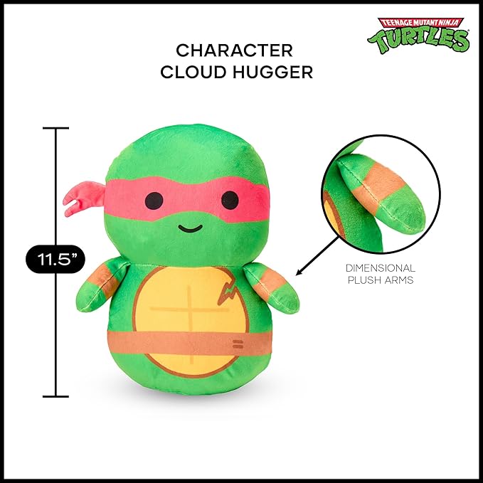 NORTHWEST Nickelodeon Teenage Mutant Ninja Turtles Cloud Hugger Pillow – Ultra-Soft Plush Character – Officially Licensed TMNT Pillow for Travel, Decor, and Relaxation – 11.5 Inches