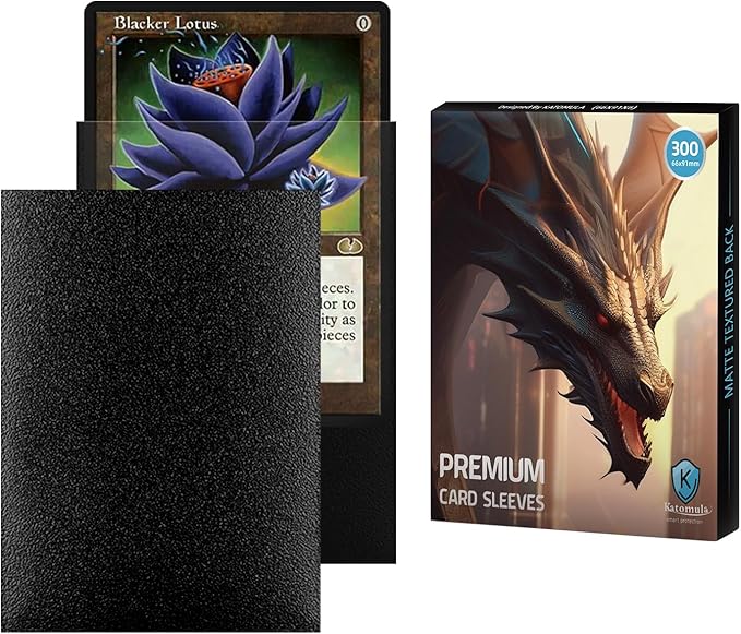 Black MTG Card Sleeves 300CT, Matte Textured Back Card Sleeve Deck Card Protectors, Standard Size Card Sleeves for MTG, Baseball Card, Sports Cards, Game Card