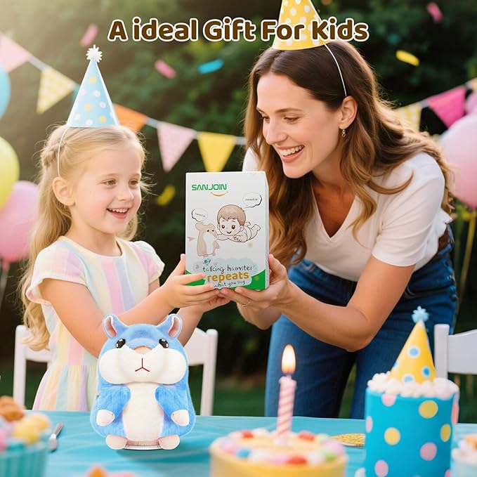 Kids Toddler Toys for Ages 2-4, Talking Hamster Repeats What You Say, Interactive Plush Repeating Toy for 2 3 4 5 6 8 Year Old Boy Girl Birthday Gift (Blue)