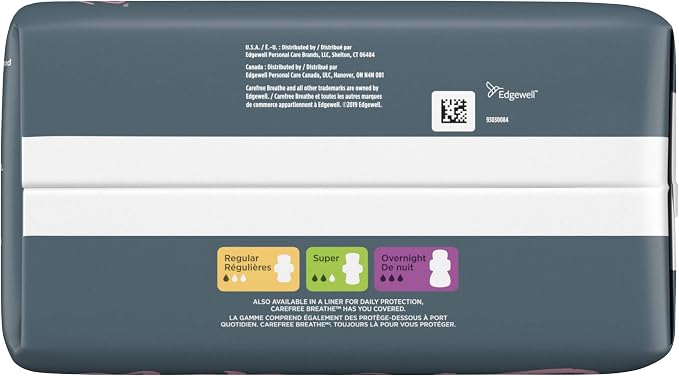 Carefree Breathe Ultra Thin Super Pads with Wings, Irritation-Free Protection, Unscented, 28 Count