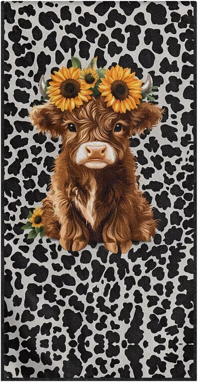 INSTANTARTS Cow Striped Highland Cow Car Seat Towel Covers Yoga Towel Car Seat Cover Car Towel