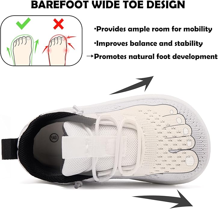 MORENDL Wide Toddler Shoes Baby Walking Shoes Girls Boys Zero Drop Minimalist Sneakers Slip On Tennis Shoe Breathable Naturally Flexible