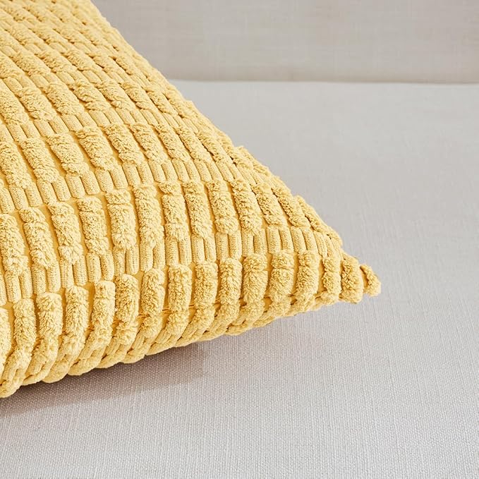 Fancy Homi 4 Packs Decorative Throw Pillow Covers for Living Room Couch Bed, Modern Farmhouse Boho Home Décor Accent Cushion Case, 18" x 18", Yellow