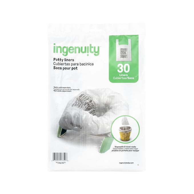 Ingenuity Replacement Potty Liners – 30 Count, Disposable Travel & Home Use, Leak-Proof, Tie-Top Bags for My Travel Potty and More