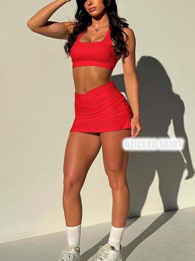 OZICERD High Waisted Golf Skort Tennis Skirt for Women Bodycon Mini Skirt Short Pickleball Athletic Skirt with Shorts